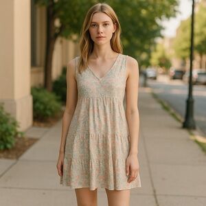 Joie Anthropologie Dress Linen Tiered Floral Cottagecore Prairie Sz XS NWT